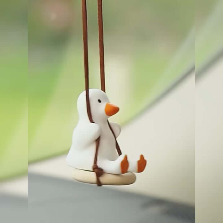 Cute Duck Car Mirror Pendant – Tire Swing Charm for Women 🚗🦆💛